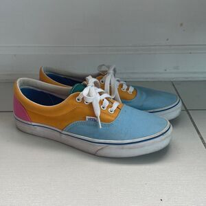 Vans Blue, Yellow, and Pink Low-Top Sneakers